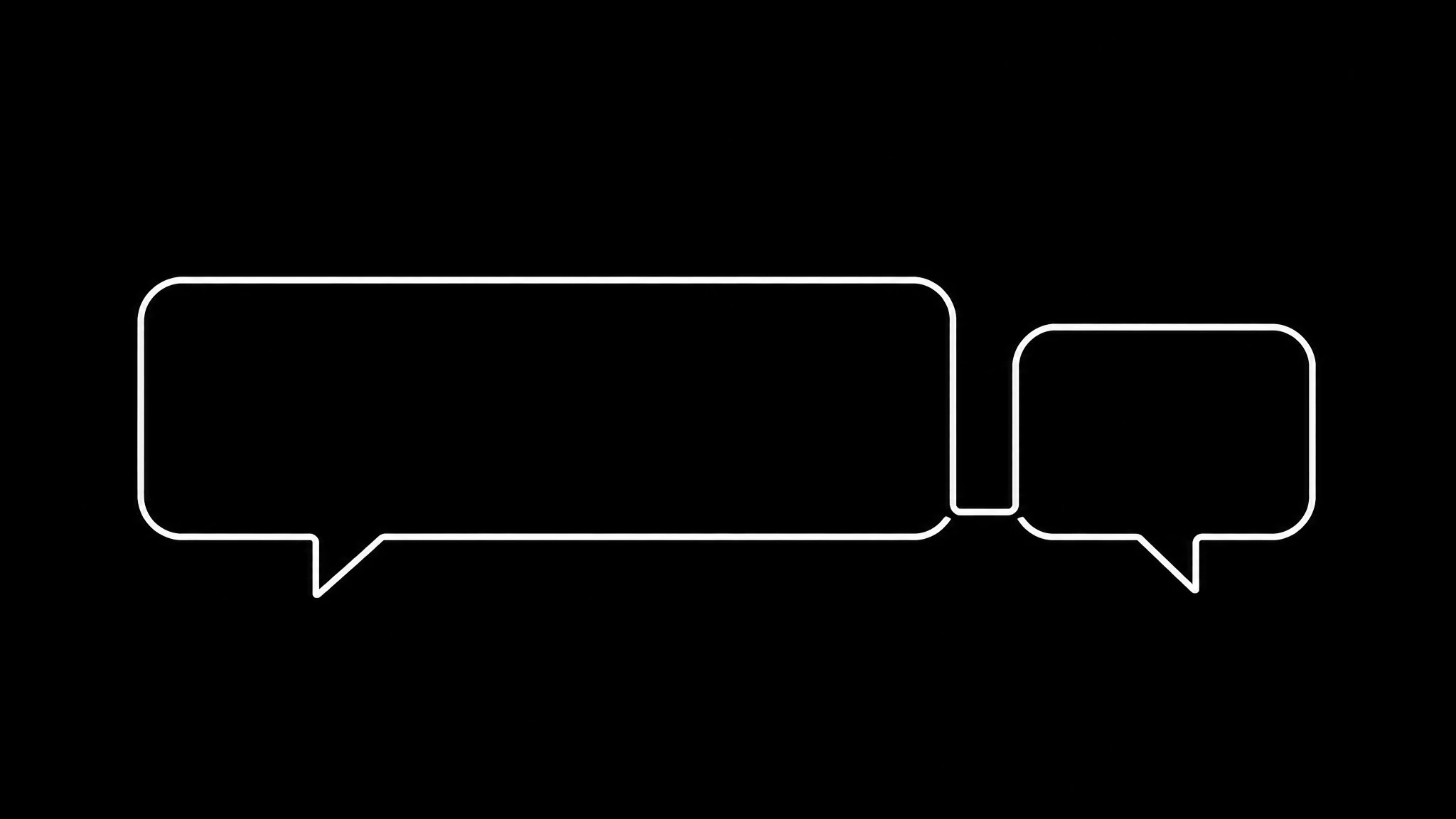 Two speech bubbles of different widths side by side, showing the same sentence occupying more space in one language than another