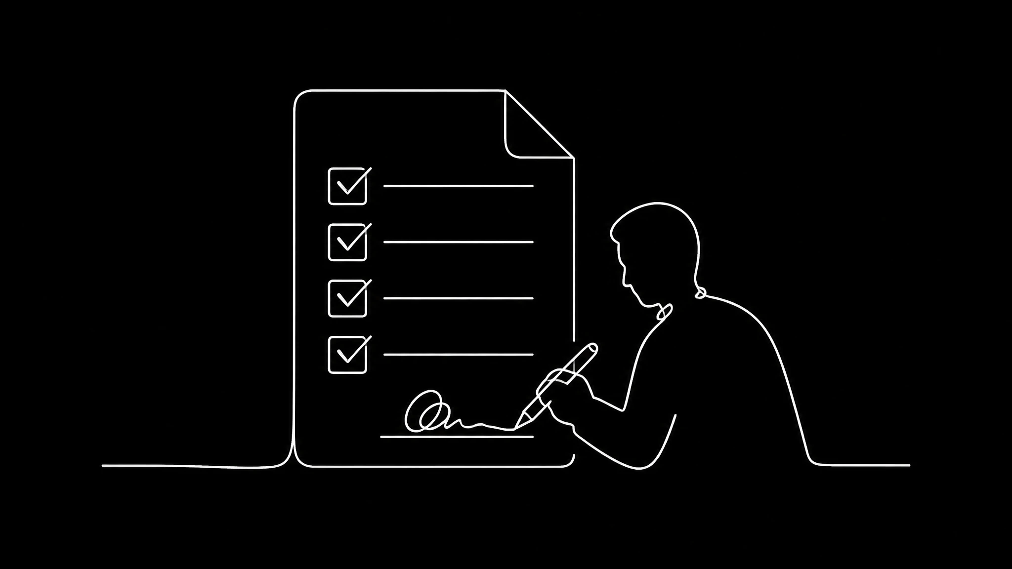 A consent document with a checklist beside a human silhouette, representing written permission scoped to a specific use