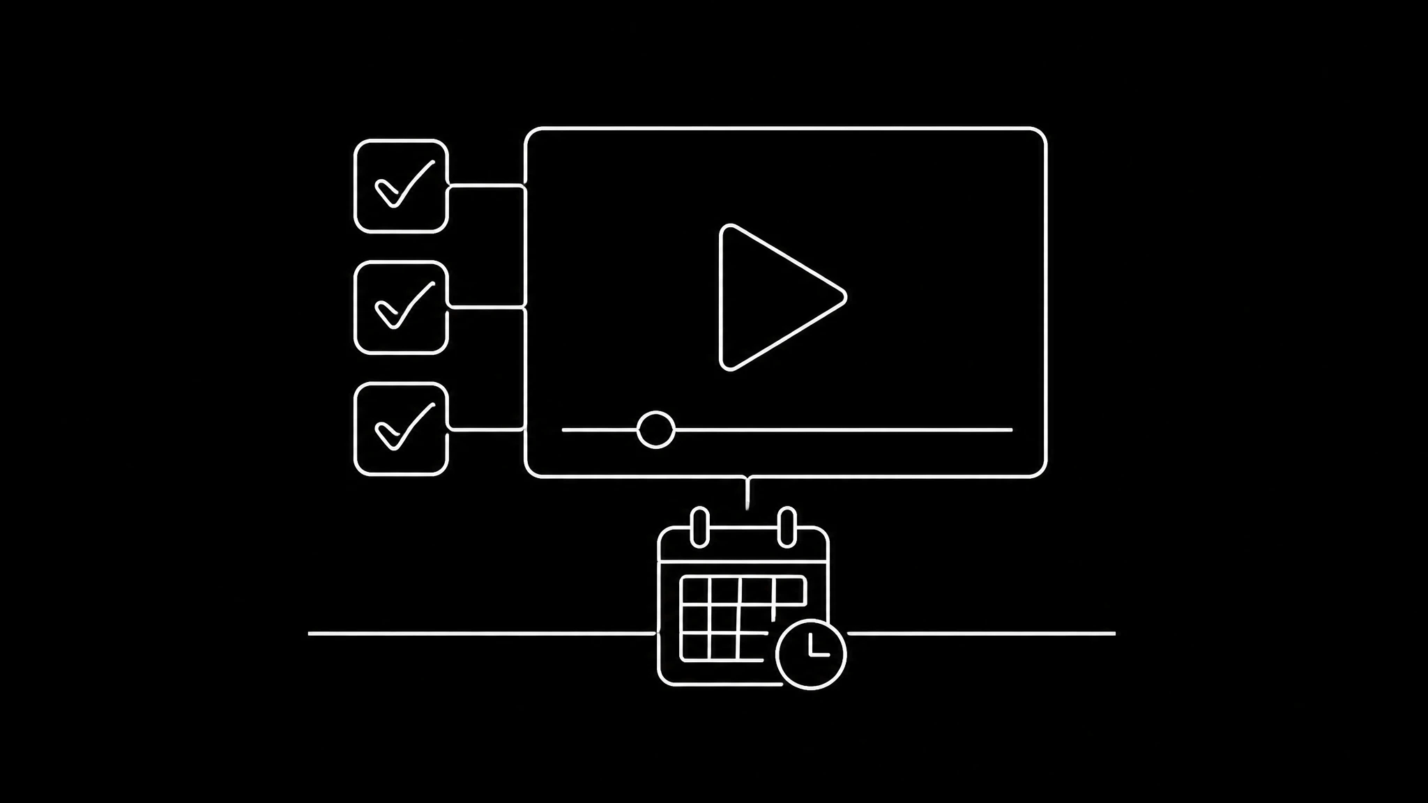 A consent checklist beside a video frame, with three checkmarks for identity, wording and translation rights, and a calendar icon marking an expiry date