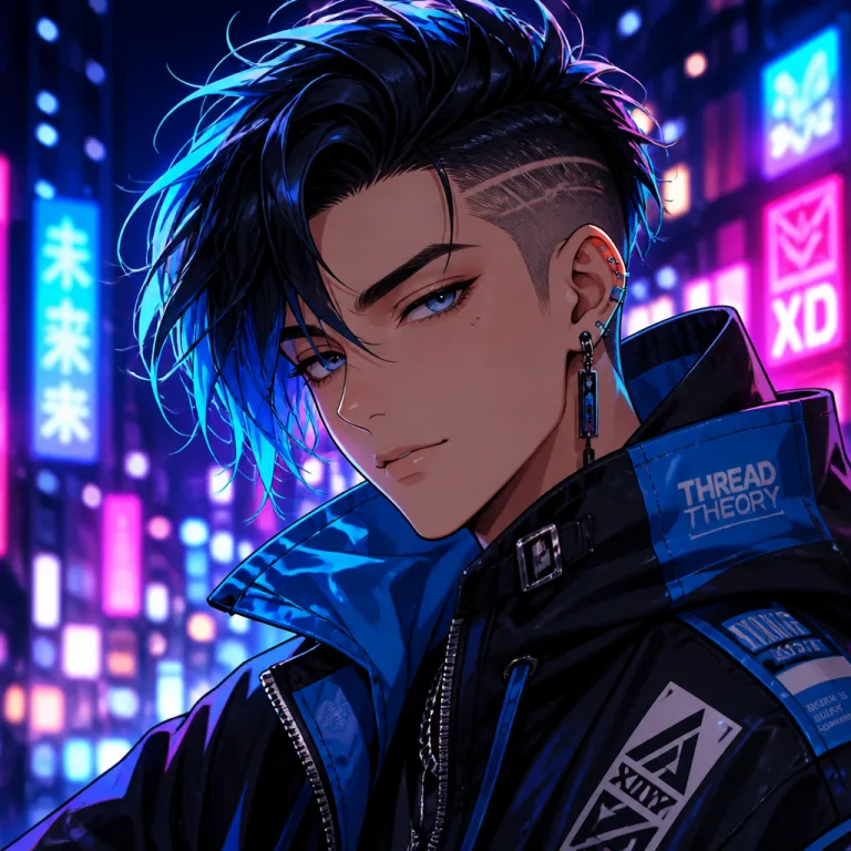 Cyberpunk streetwear anime character design made with Percify