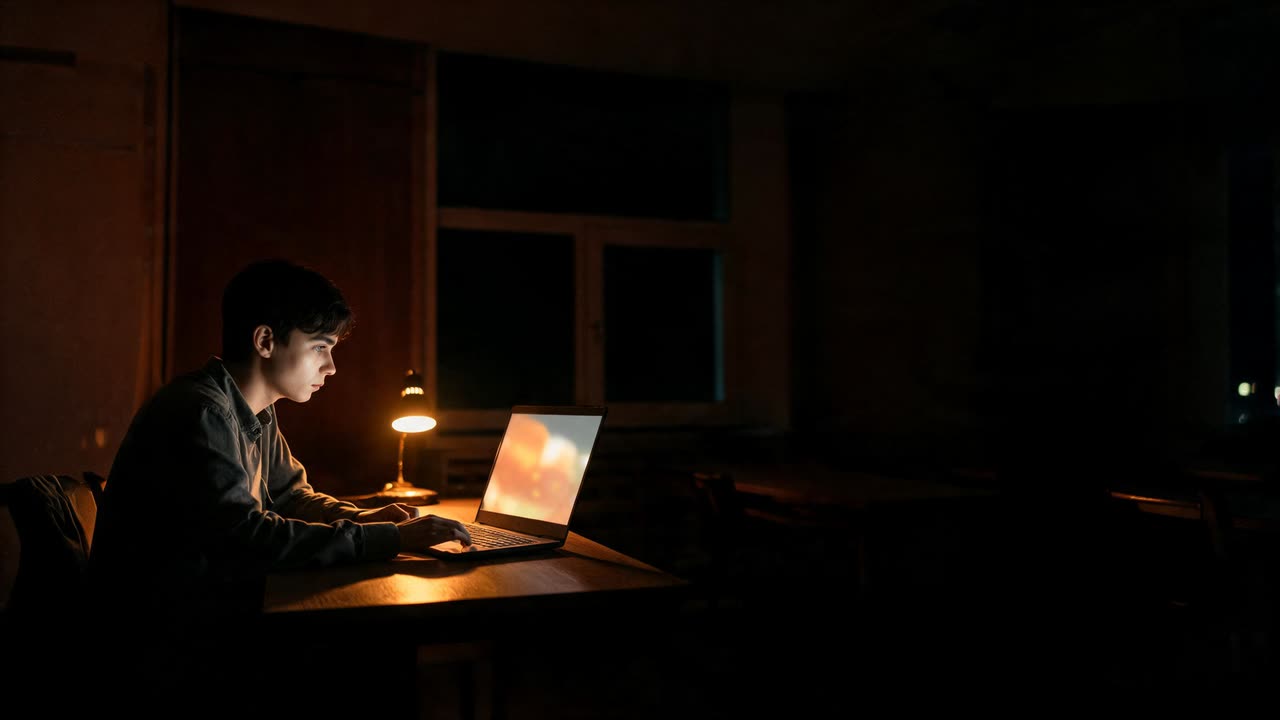 A learner watching a video lesson