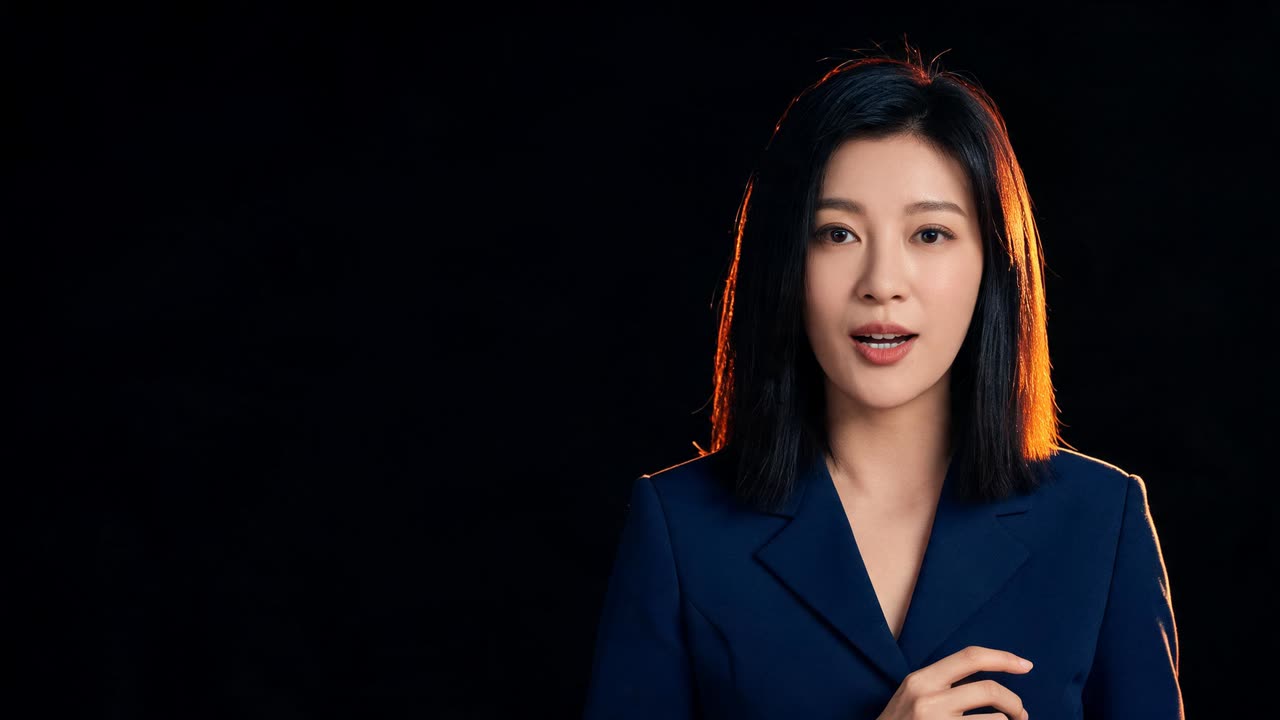 A presenter speaking a script