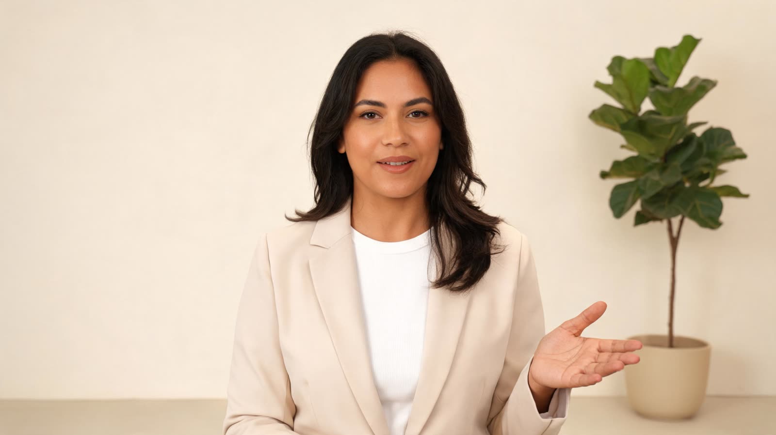 A presenter speaking to camera